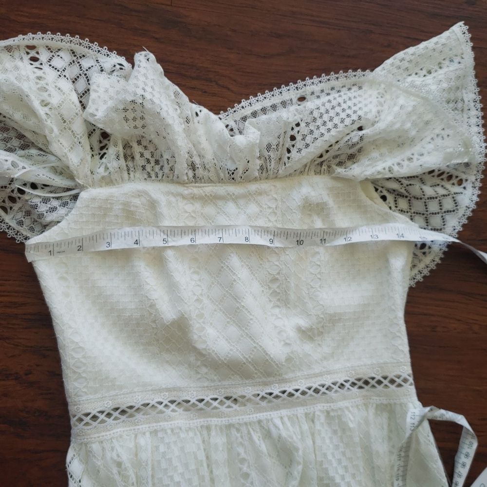 Jay Godfrey Cream Eyelet Feminine Lace Fairy Bride Cottagecore Maxi Dress Size 2 - Picture 9 of 10